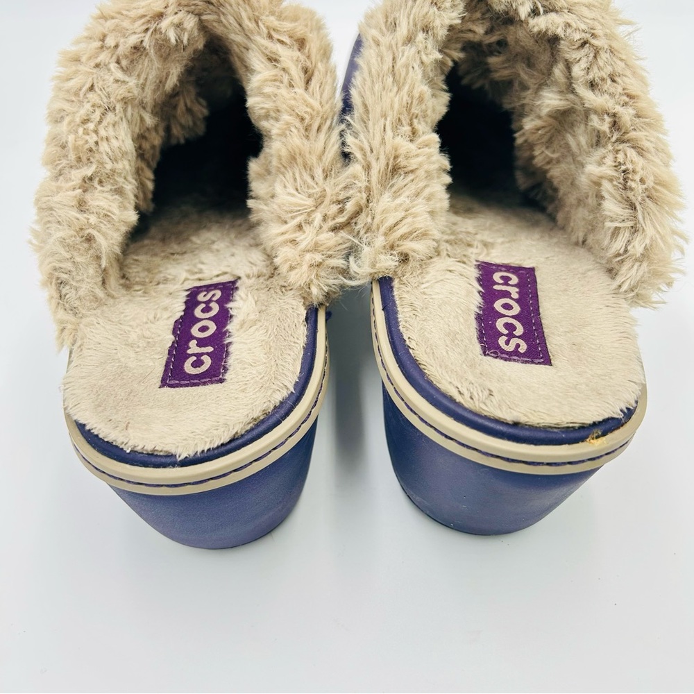 Crocs shoes Eva Cobbler Faux Fur Lined Mule Clogs cozy shoes Purple Women Size 8 - Picture 8 of 9
